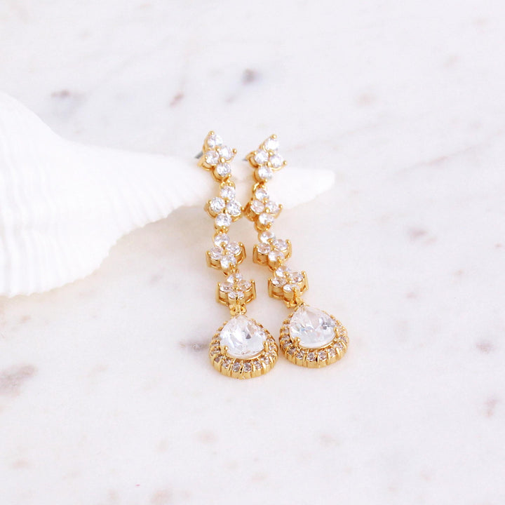 Lola - Crystal Teardrop Earrings | Gold