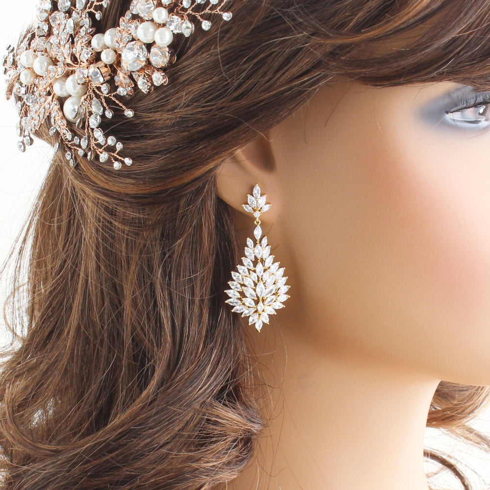 Amber Crystal Chandelier Statement Earrings | Adriana Sparks Bridal 1