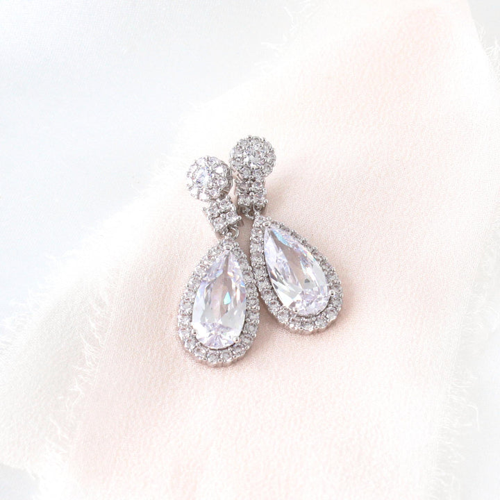 Lisa | Crystal Drop Bridal Earrings Silver