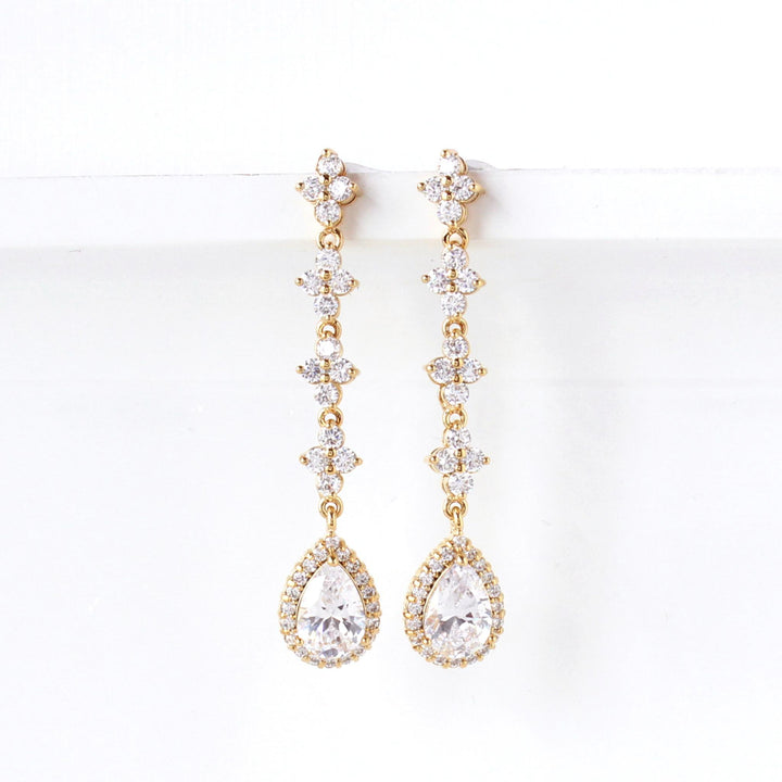 Lola - Crystal Teardrop Earrings | Gold