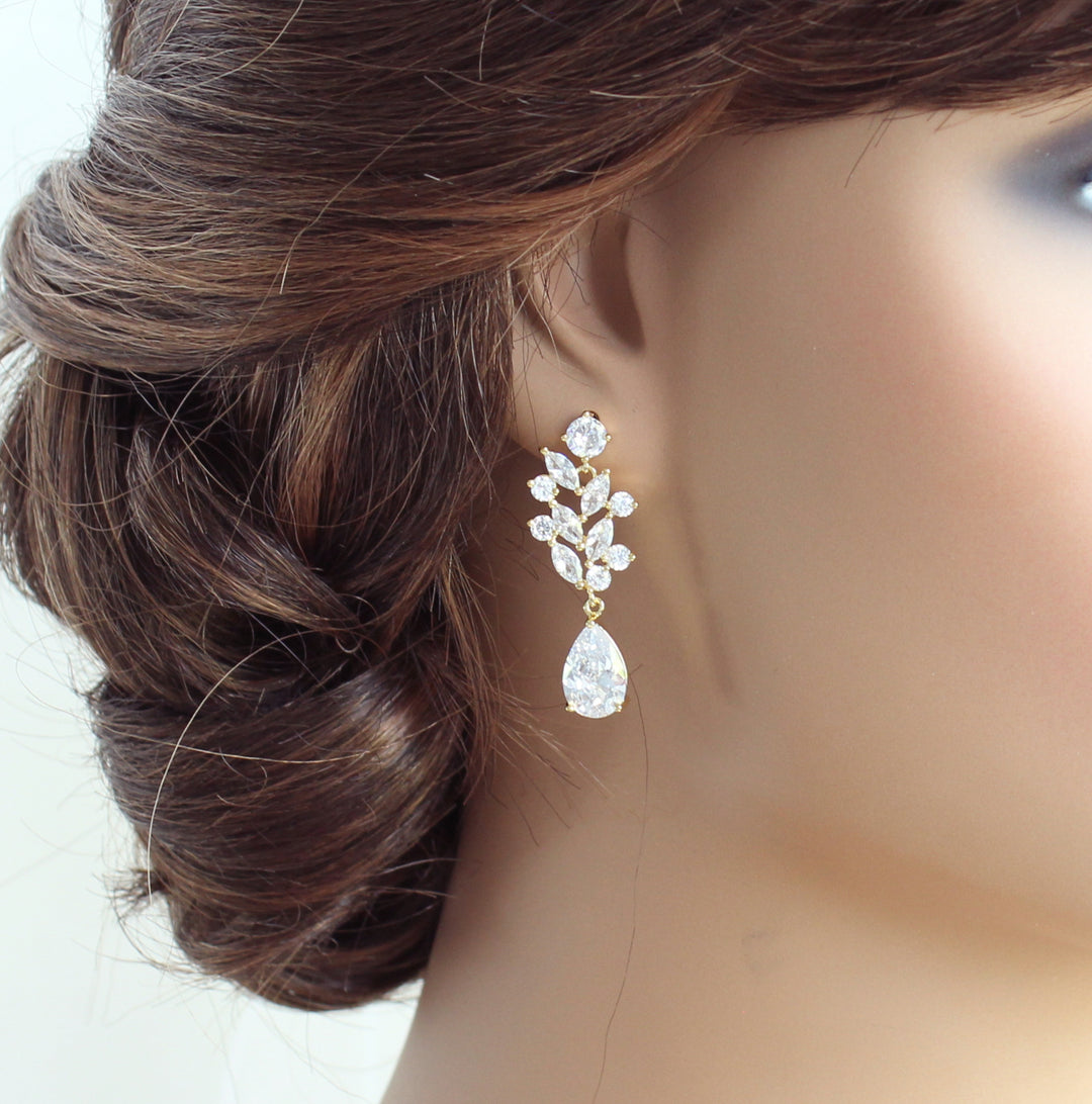 Abbie | CZ Cluster Dangle Earrings Rose Gold