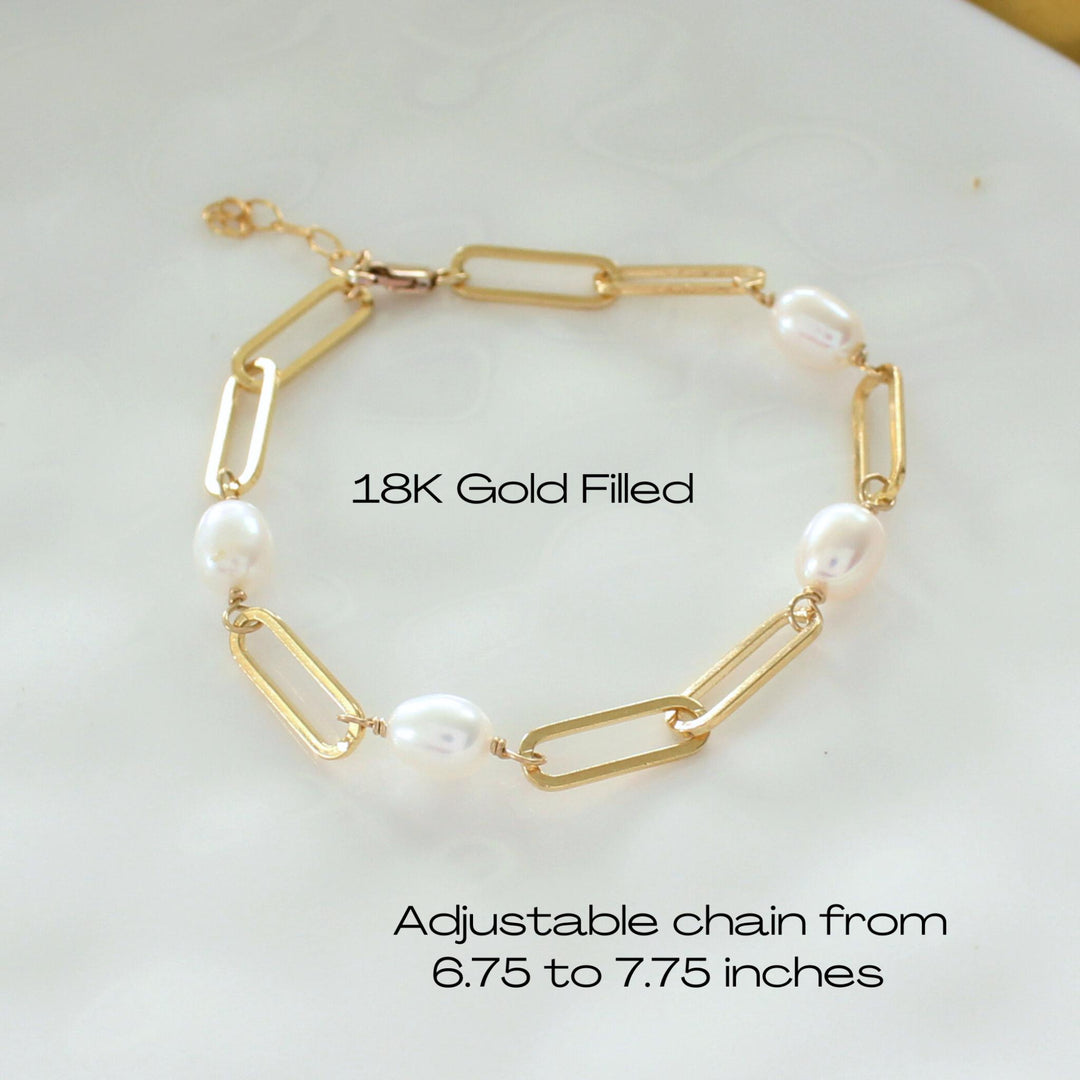 Celeste Paperclip Pearl Bracelet