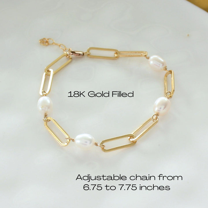 Celeste Paperclip Pearl Bracelet