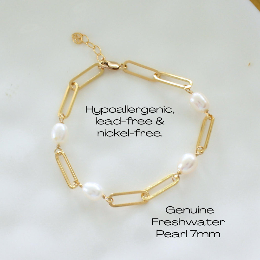 Celeste Paperclip Pearl Bracelet