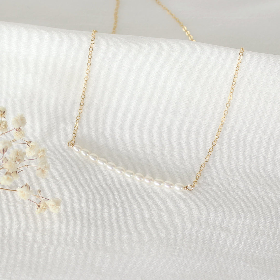 Charlee Pearl Bar Necklace | Adriana sparks Bridal