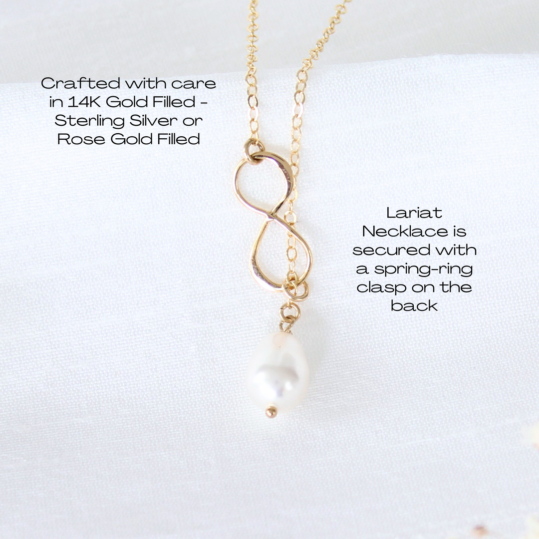 Eliza Pearl & Infinity Lariat Necklace