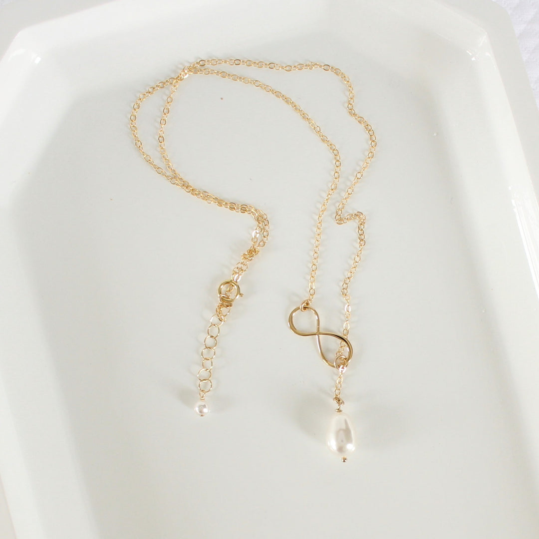 Eliza Pearl & Infinity Lariat Necklace