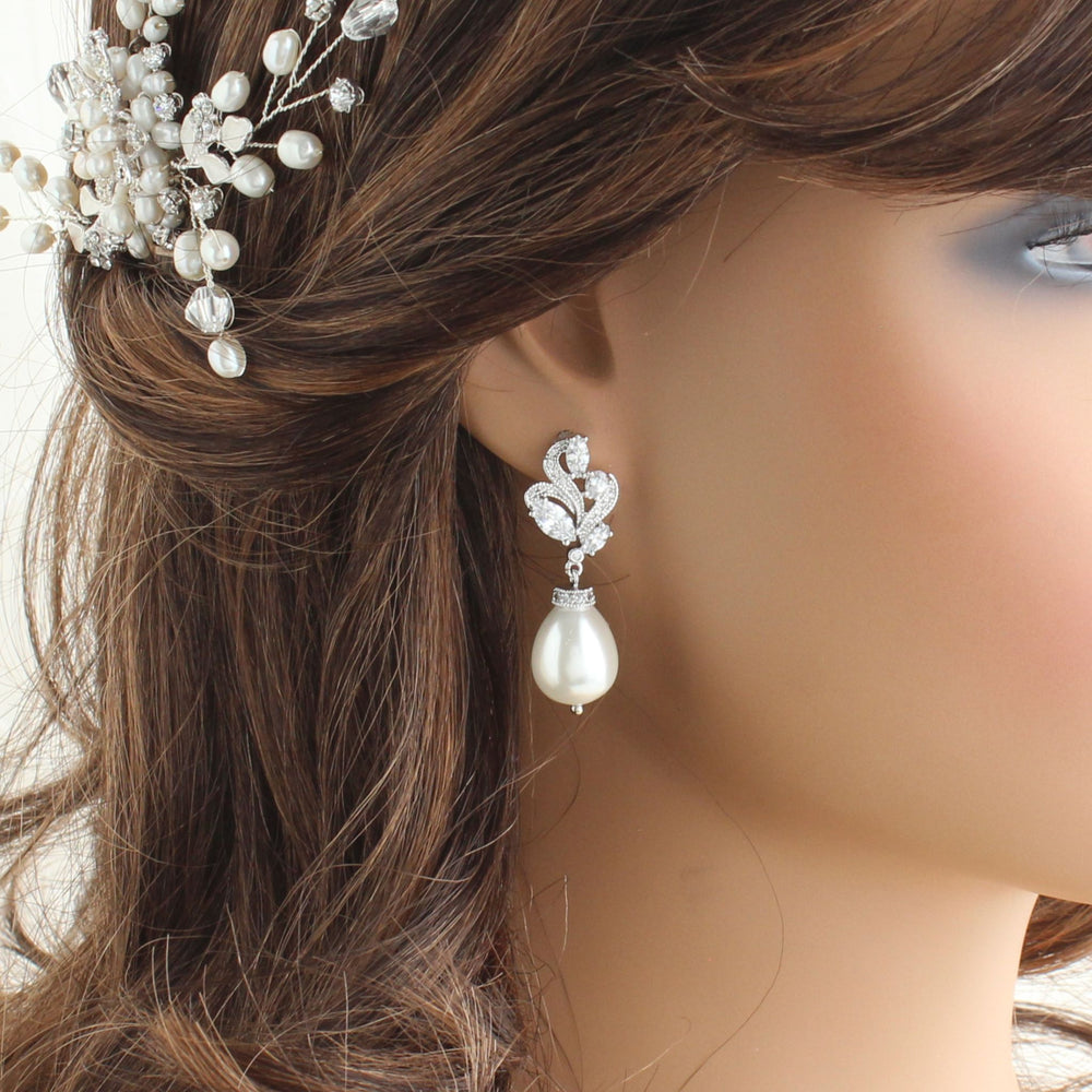 Franchesca Floral Pearl Earrings by Adriana Sparks Bridal