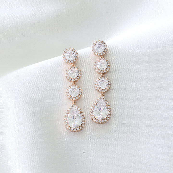 Harper - Modern CZ Diamonds Dangle Earrings 