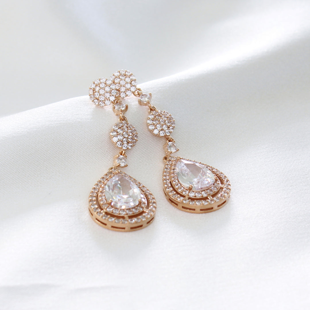 Sidney - Statement Drop Earrings | Rose Gold