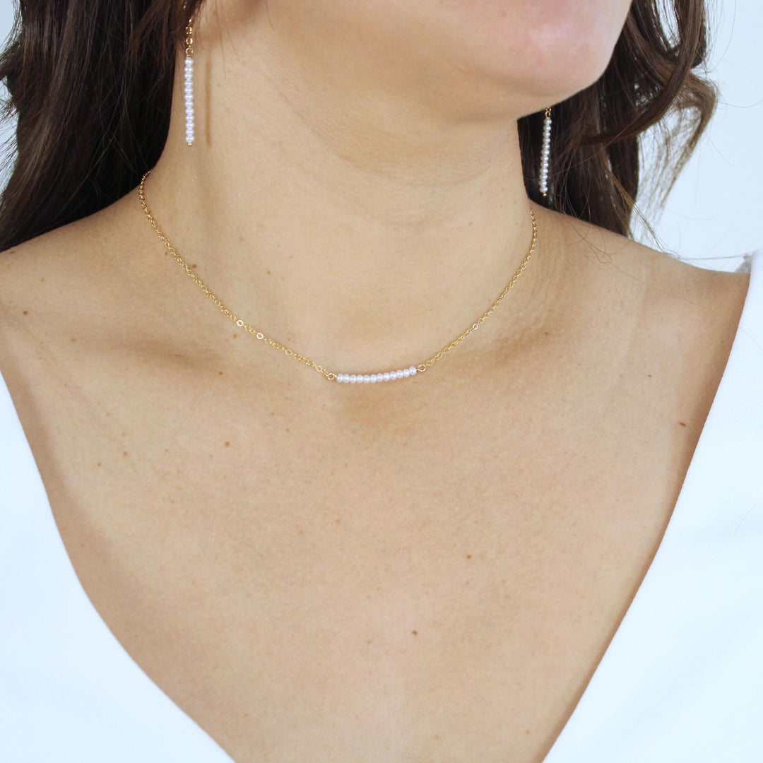 Stella - Skinny Bar Pearl Necklace