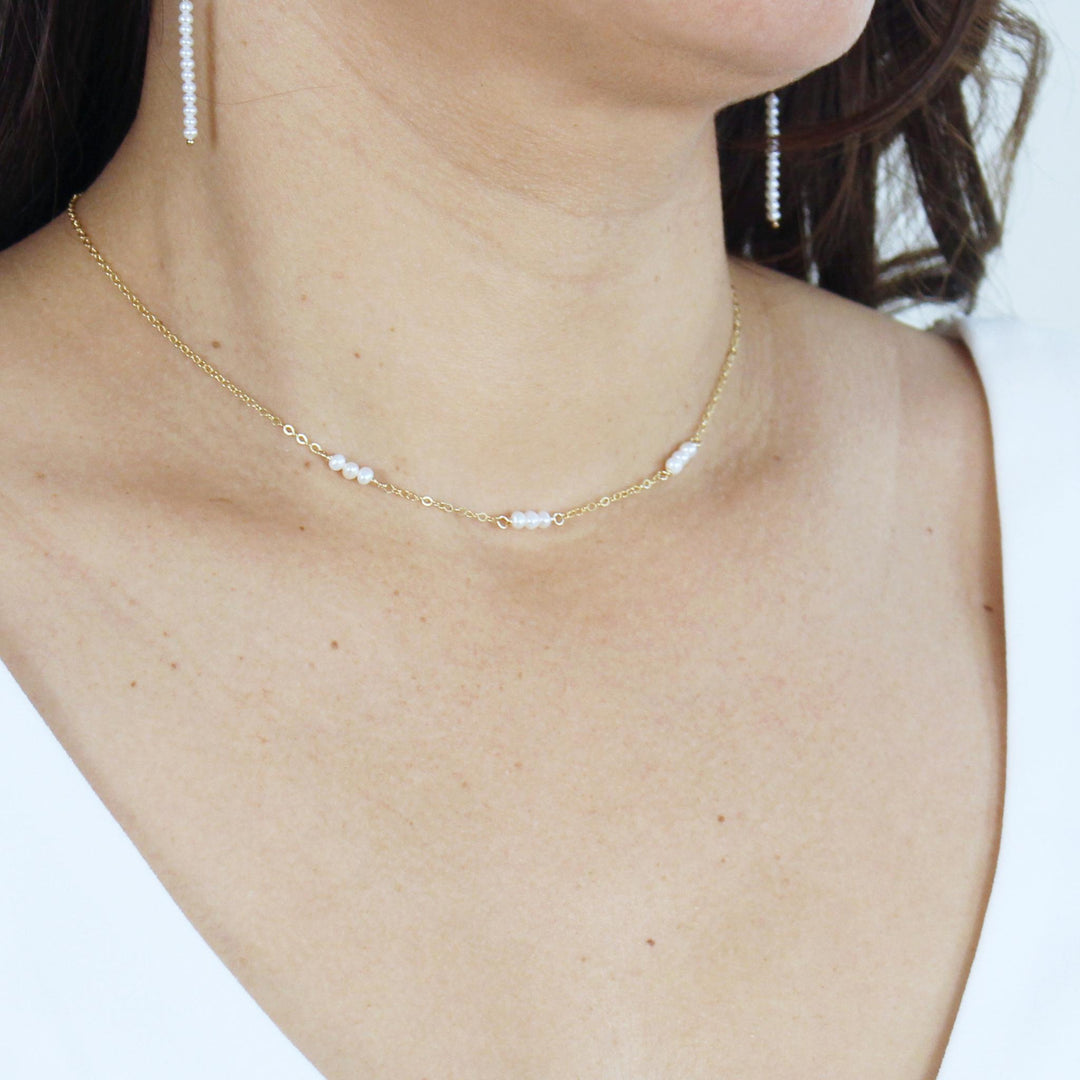 Cora Dainty Pearl Choker with freshwater pearls 