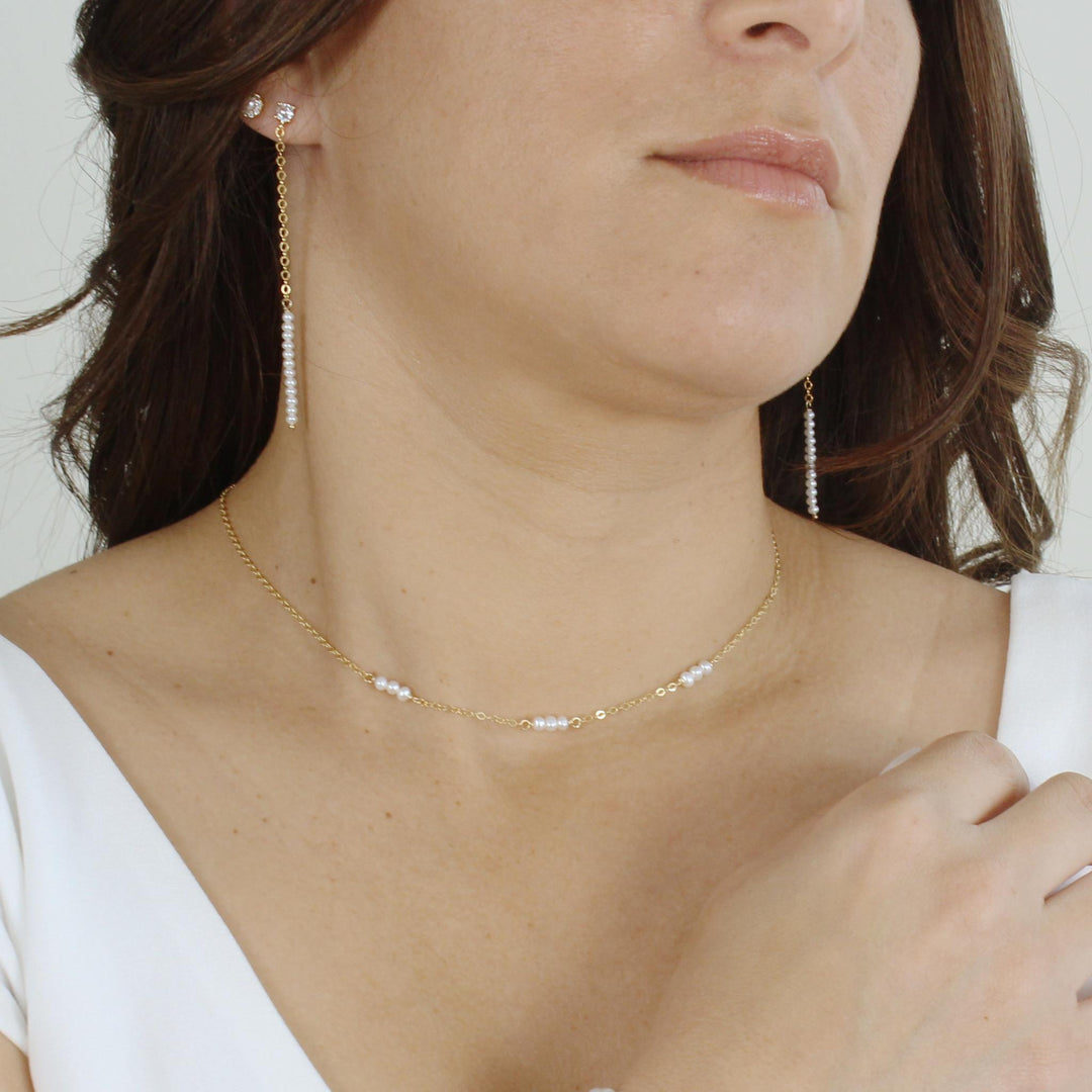 Cora Dainty Pearl Choker Necklace