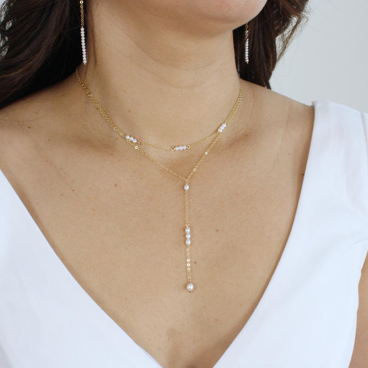 Brigitte Mini Pearl Y Necklace