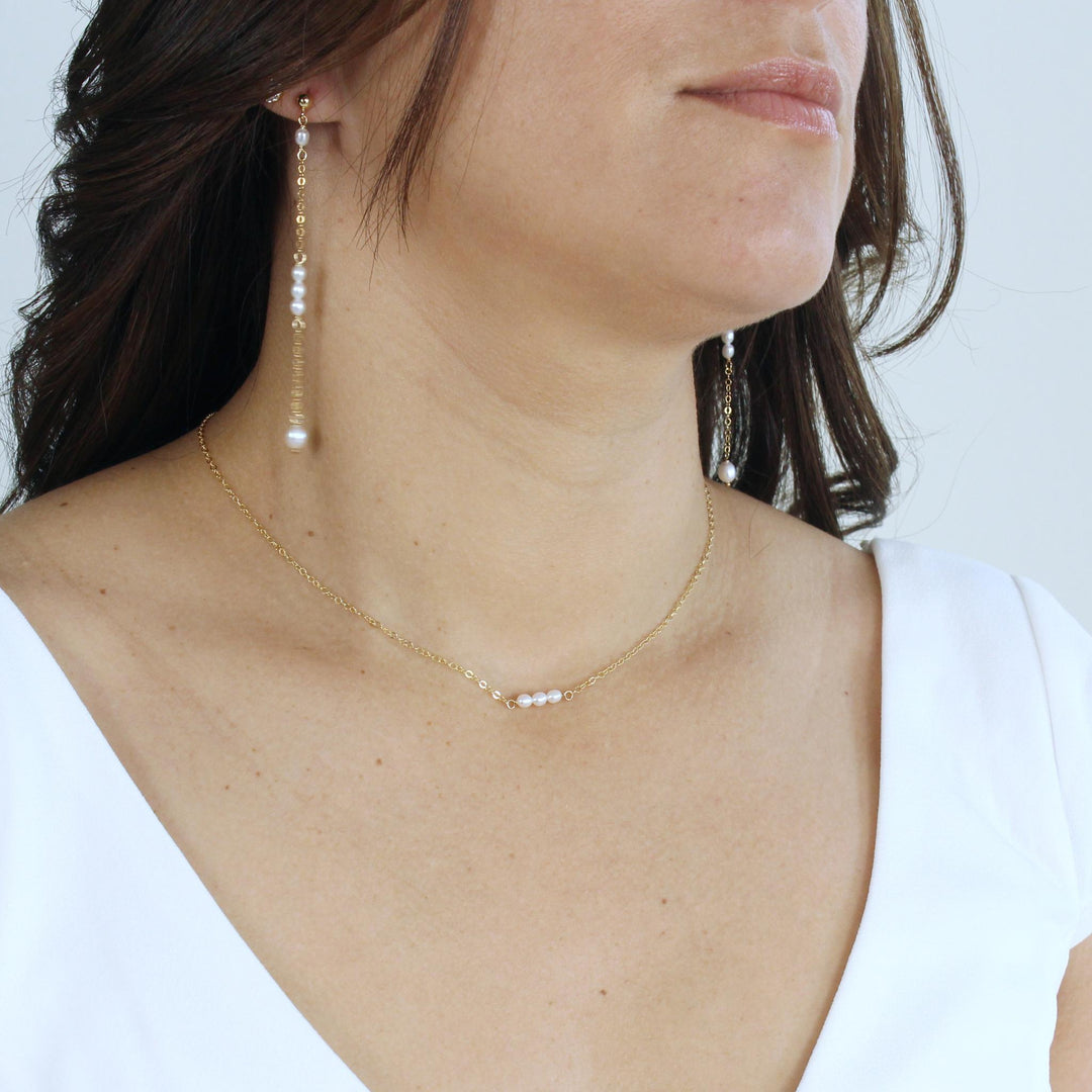 Sally Petite Pearl Bar Necklace