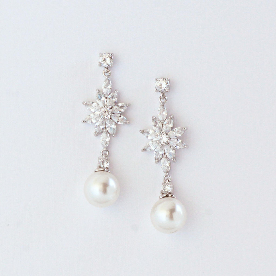 Juliette Floral Pearl Earrings Silver