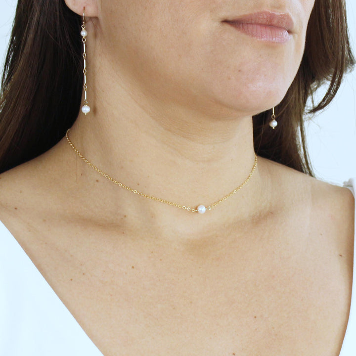 Alana Single Pearl Choker Necklace