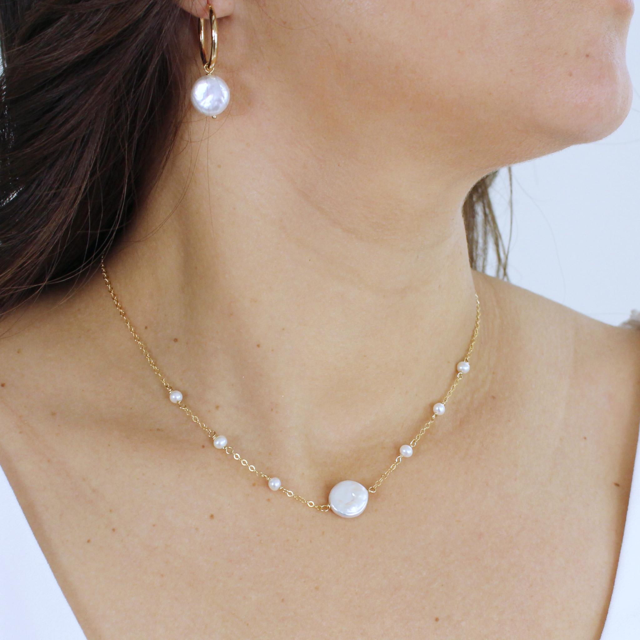 Sasha Coin Pearl Necklace – Adriana Sparks Bridal