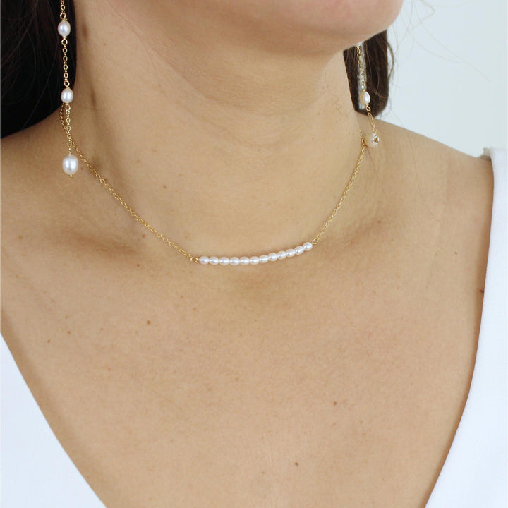 Charlee Pearl Bar Necklace 