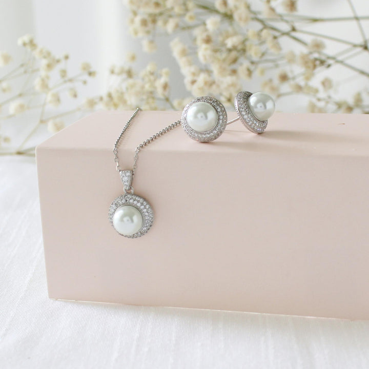 Jane Pearl Pendant & Earring Set | Sterling Silver