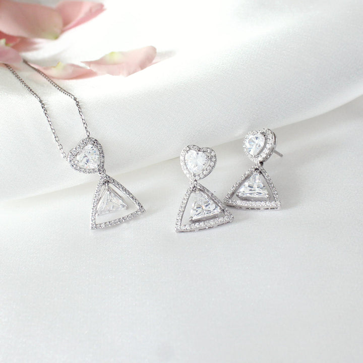 Dahlia CZ Jewelry Set with cubic zirconia and sterling silver 