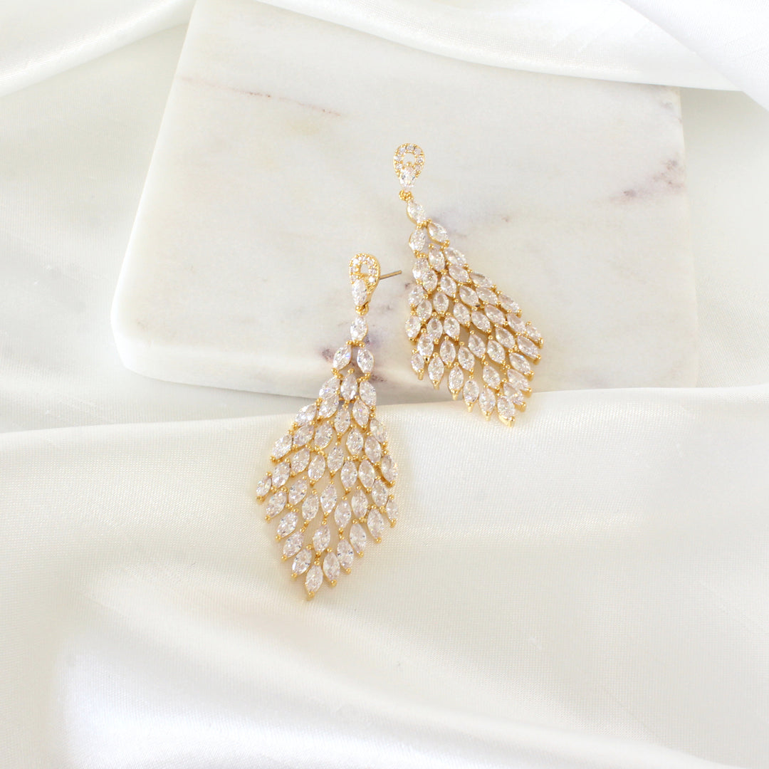 Nina - CZ Diamond Chandelier Earrings | Gold