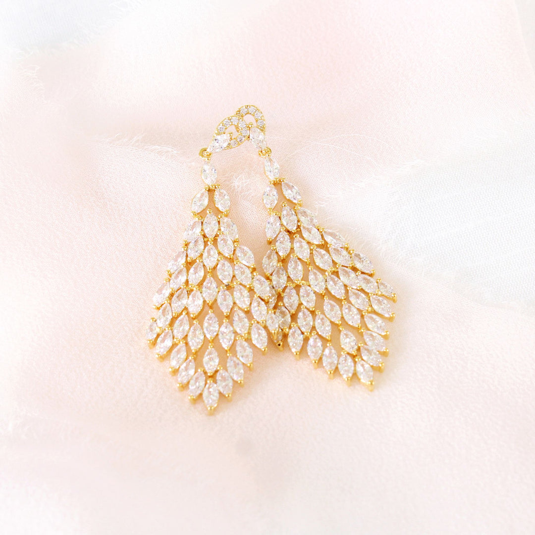 Nina - CZ Diamond Chandelier Earrings | Gold