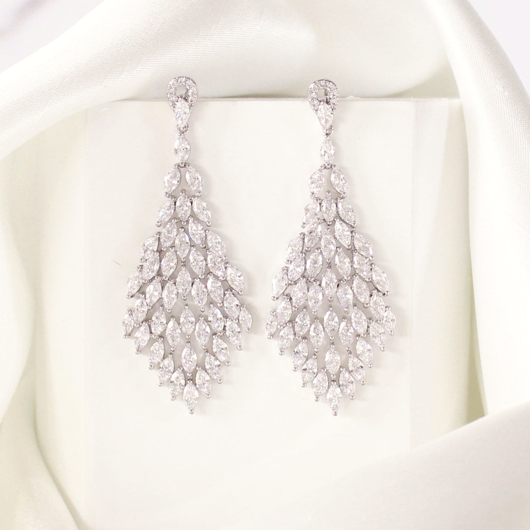 Nina - CZ Diamond Chandelier Earrings | Silver