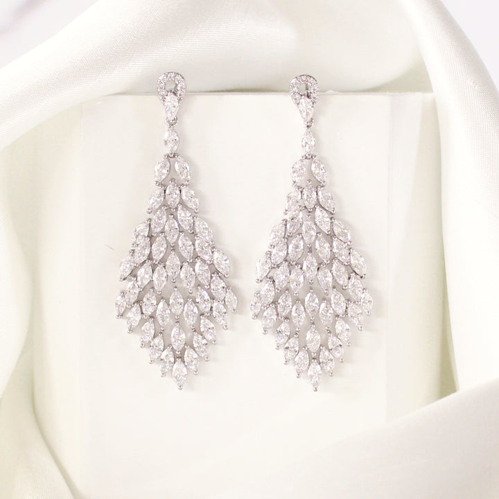 Nina - CZ Diamond Chandelier Earrings | Silver