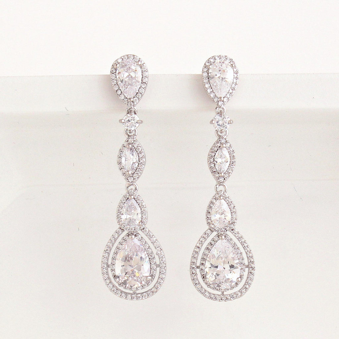 Olivia Crystal Drop Earrings  Silver