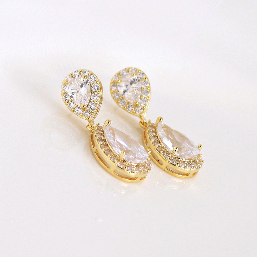Phoebe Drop Bridal Earrings Gold by Adriana Sparks Bridal
