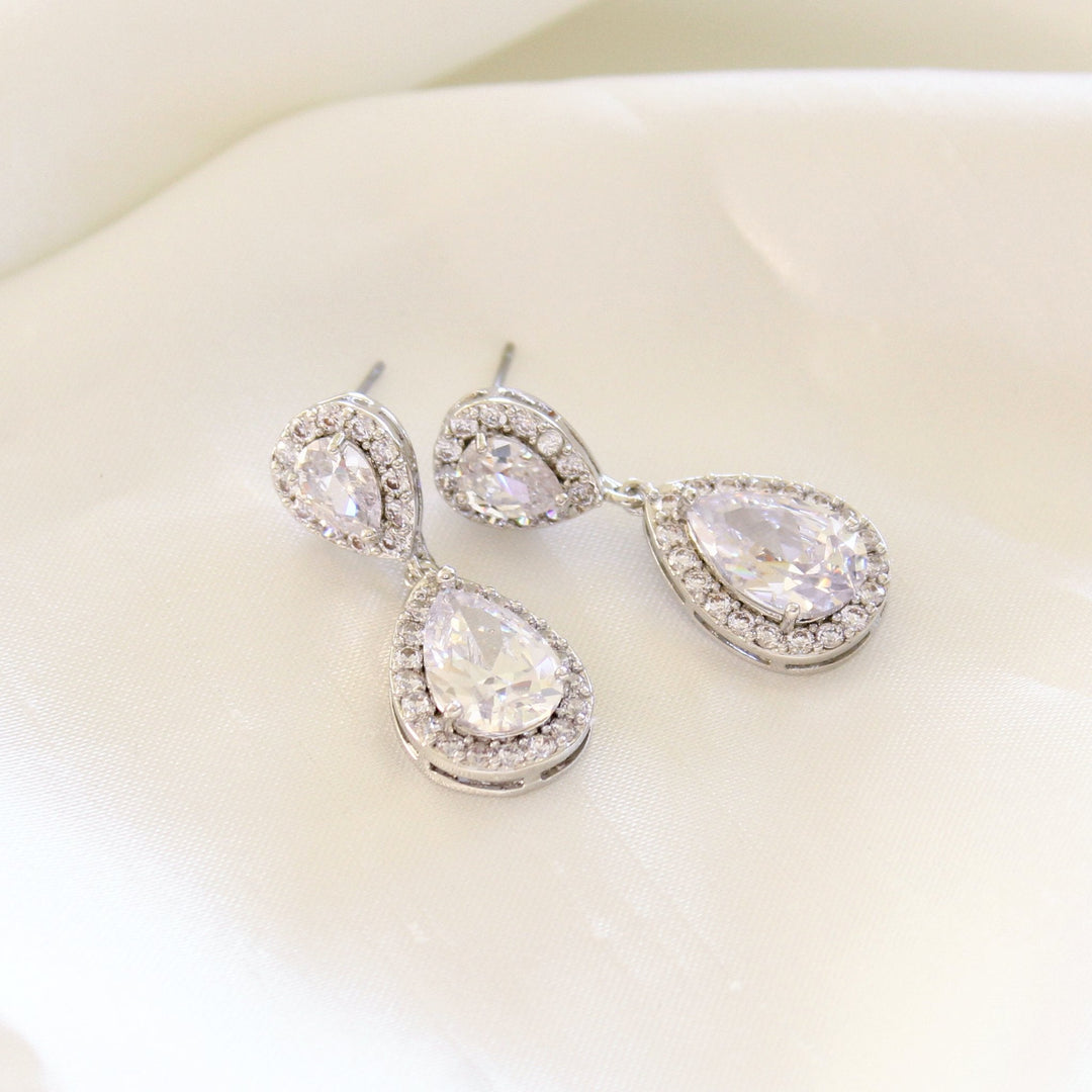 Phoebe Drop Bridal Earrings Silver