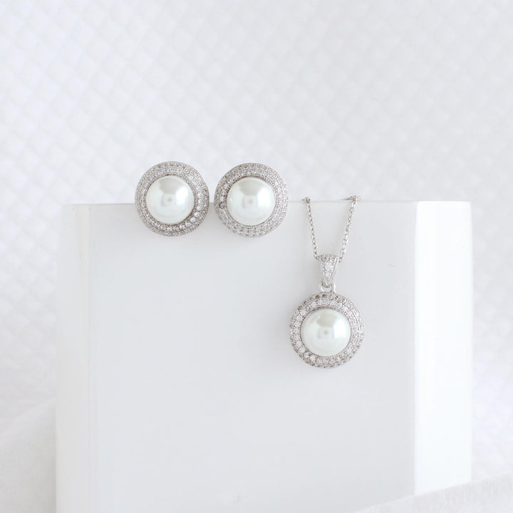 Jane Pearl Pendant & Earring Set | Sterling Silver