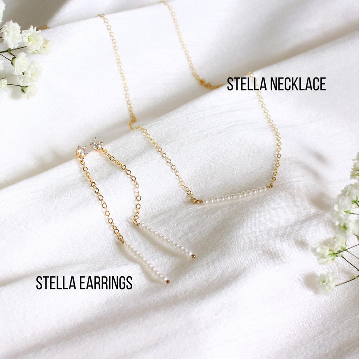 Stella - Skinny Bar Pearl Necklace