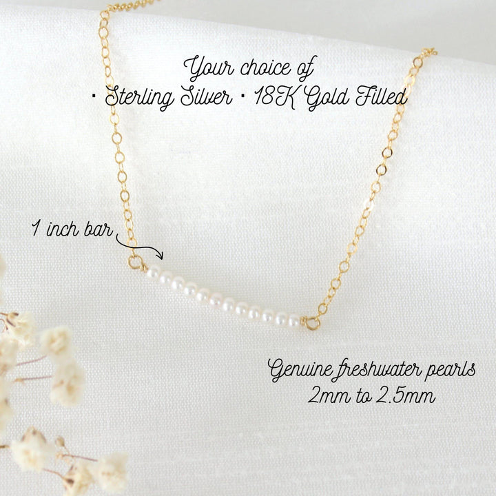 Stella - Skinny Bar Pearl Necklace