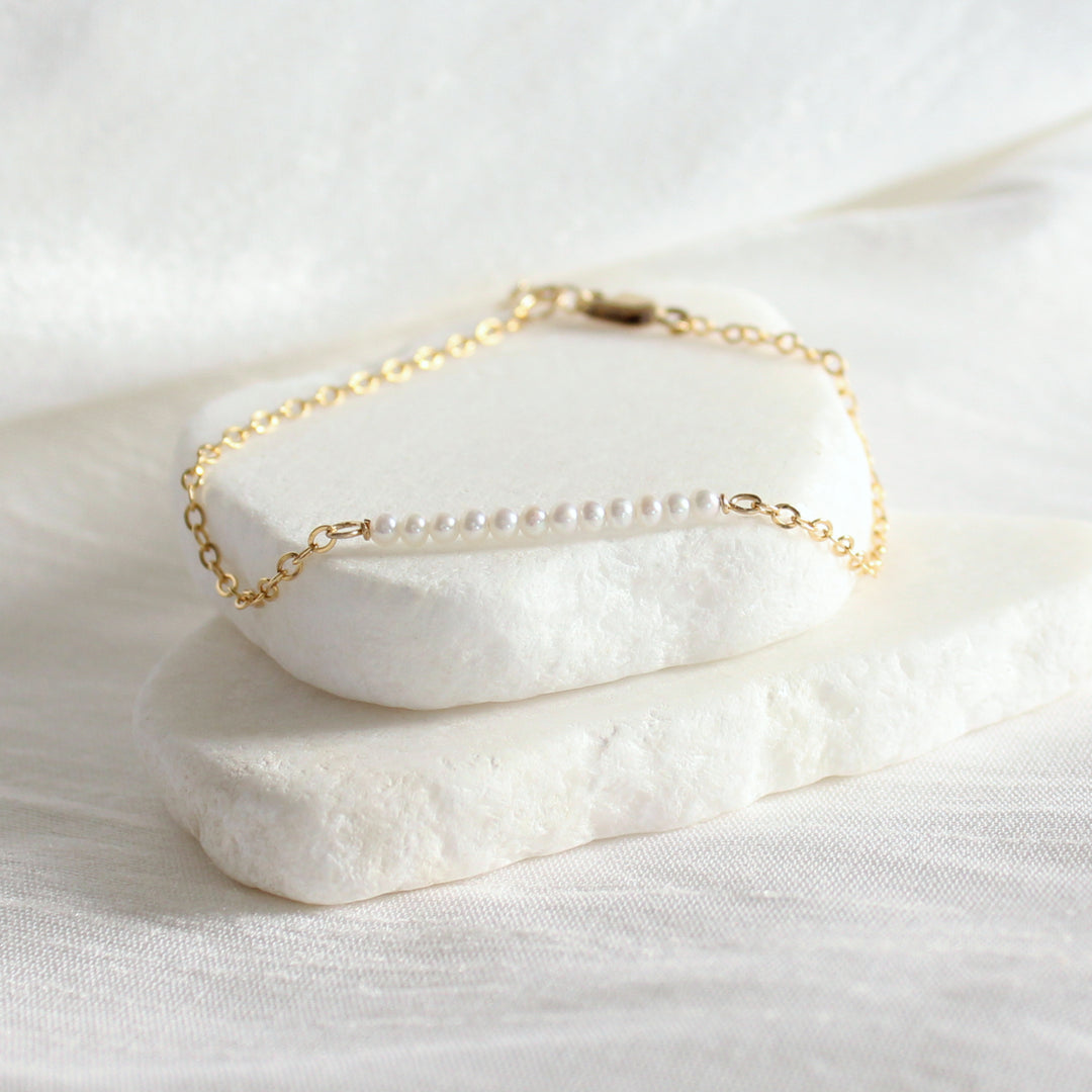 Stella Skinny Pearl Bar Bracelet