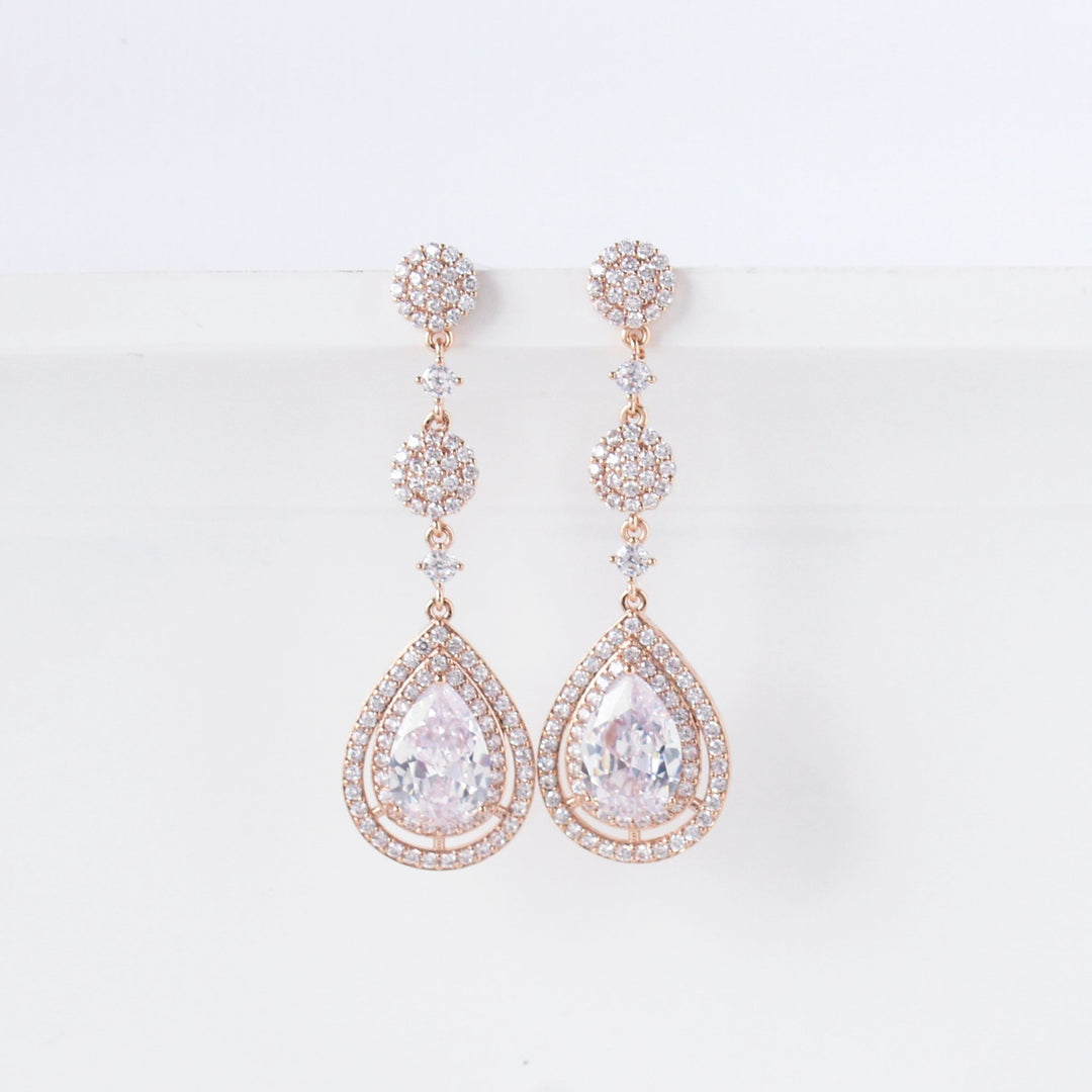 Sidney - Statement Drop Earrings | Rose Gold