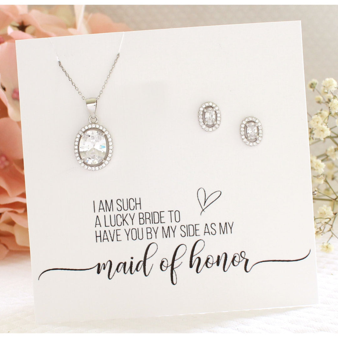 Tanya Oval CZ Diamond Jewelry Set | Sterling Silver