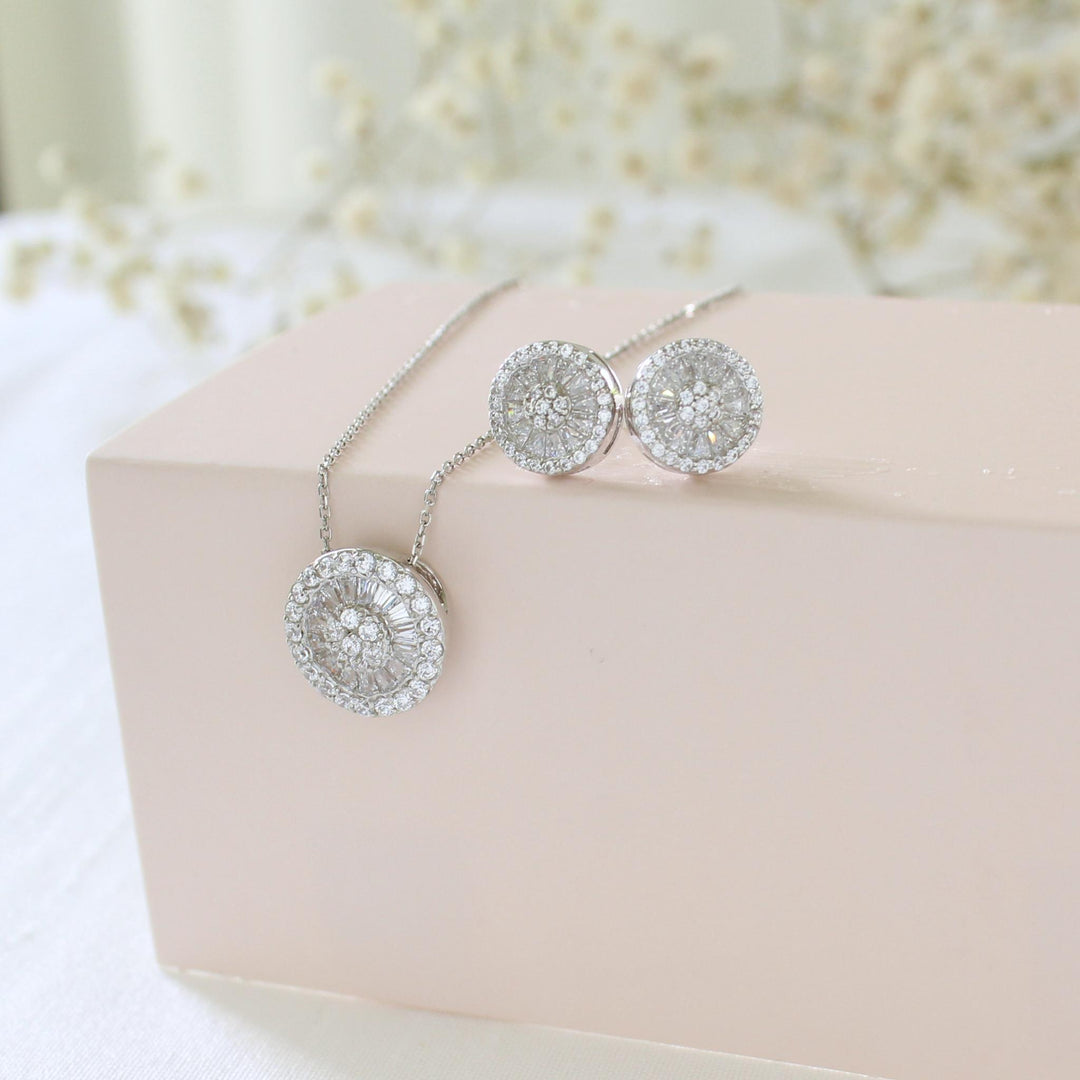 Tasha CZ Diamond Earrings & Necklace Set | Sterling Silver