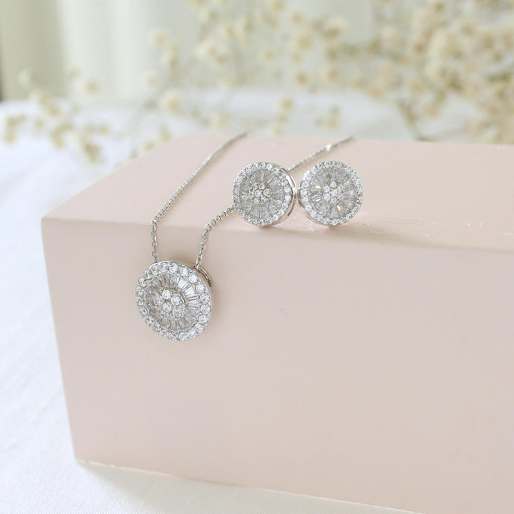 Tasha CZ Diamond Earrings & Necklace Set | Sterling Silver
