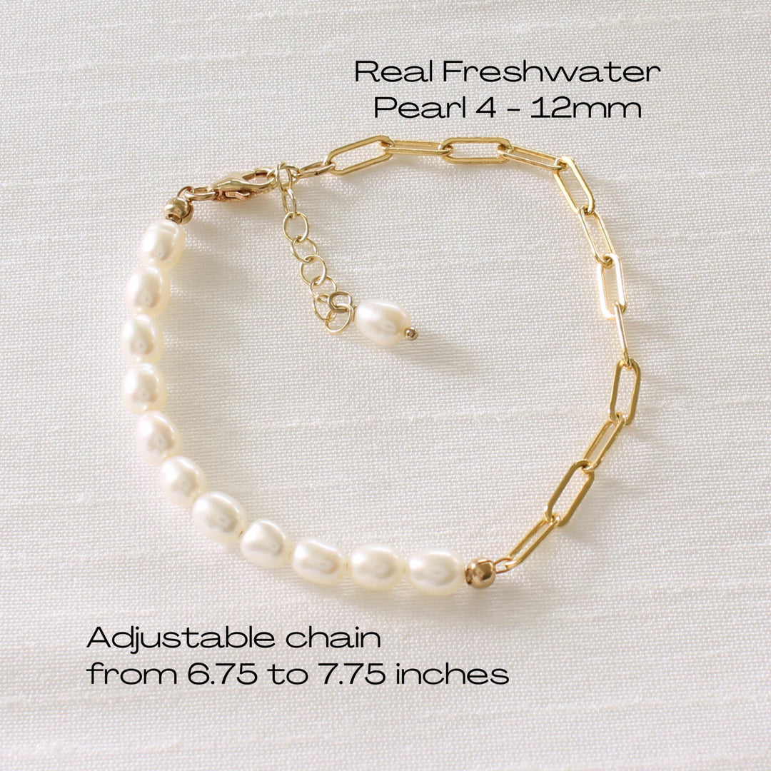 Courtney Paperclip Pearl Bracelet