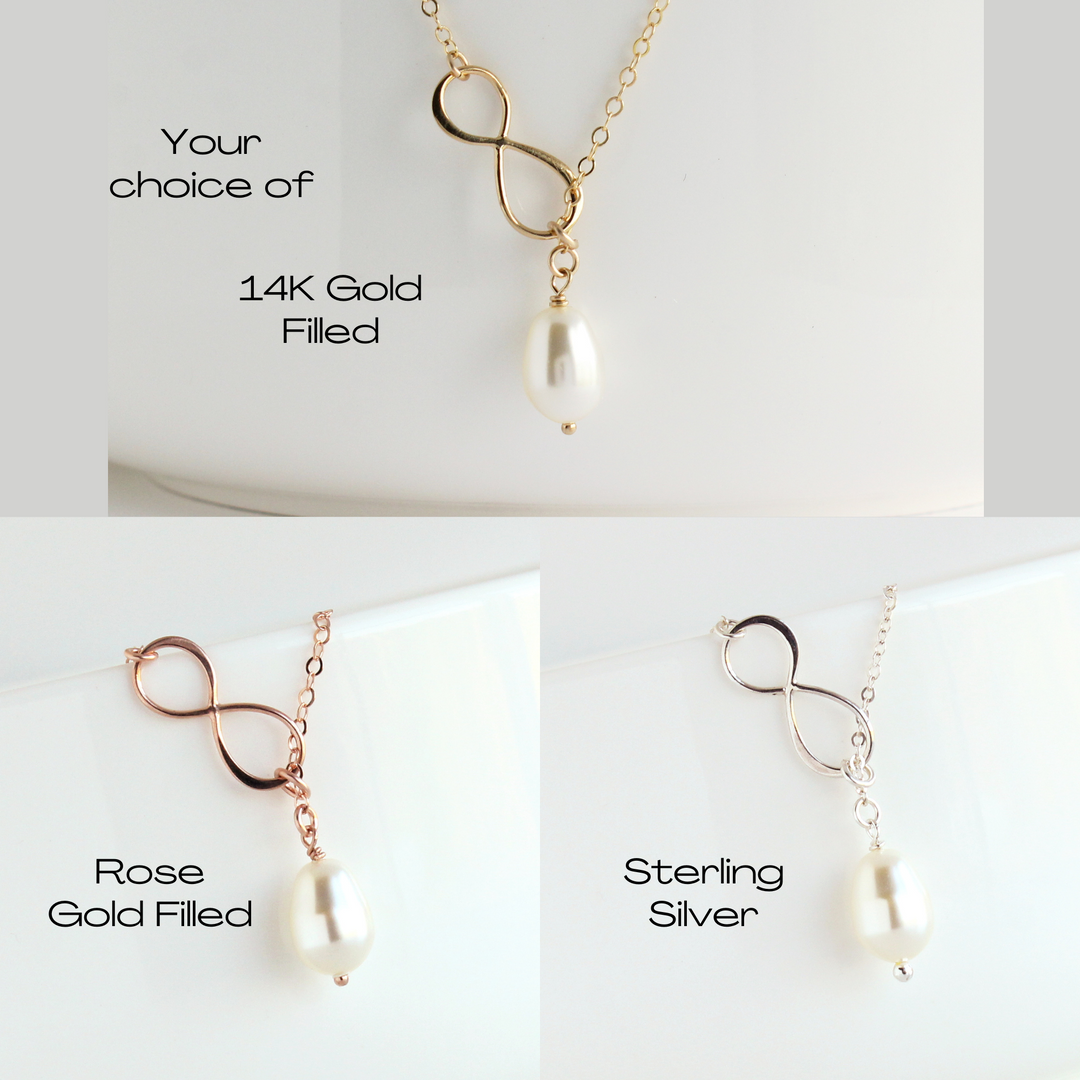 Eliza Pearl & Infinity Lariat Necklace