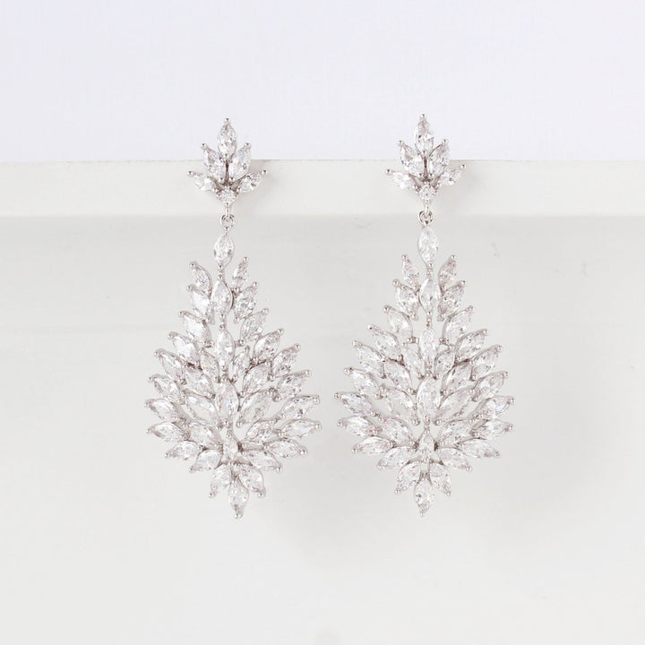 Amber - Crystal Chandelier Statement Earrings | Silver