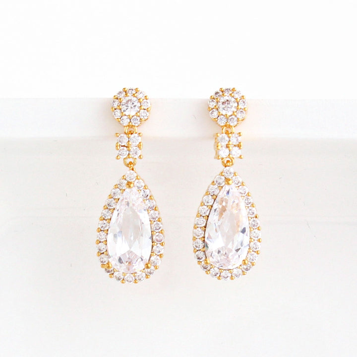 Lisa Crystal Drop Bridal Earrings Gold